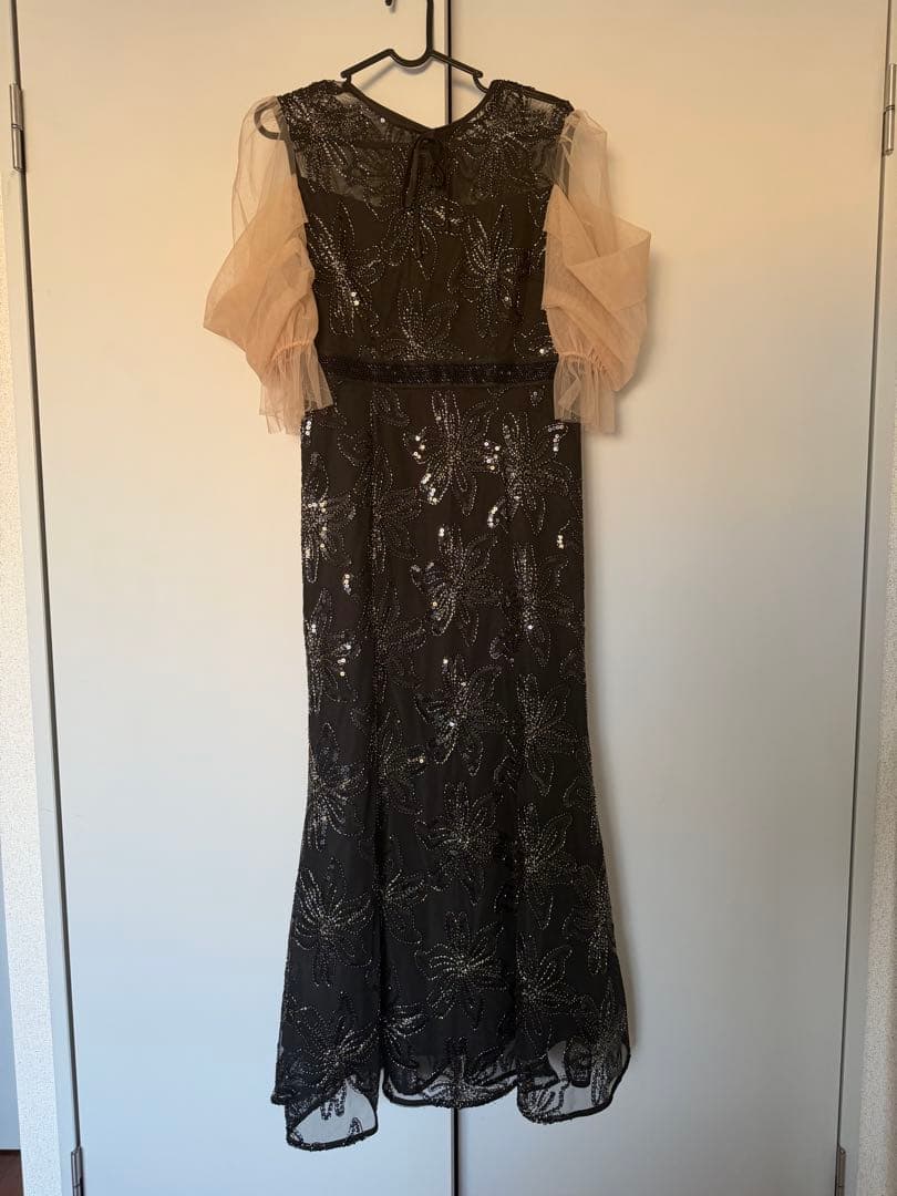 スパンコールフラワーリボンチュールワンピースドレス結婚式二次会パーティー成人式