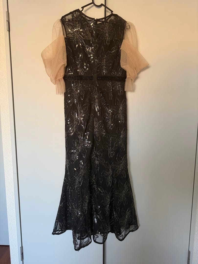 スパンコールフラワーリボンチュールワンピースドレス結婚式二次会パーティー成人式