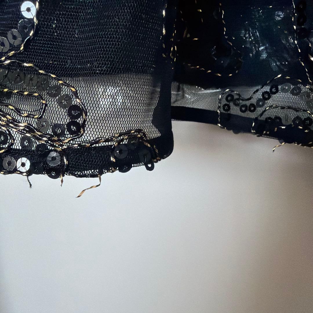 スパンコールフラワーリボンチュールワンピースドレス結婚式二次会パーティー成人式