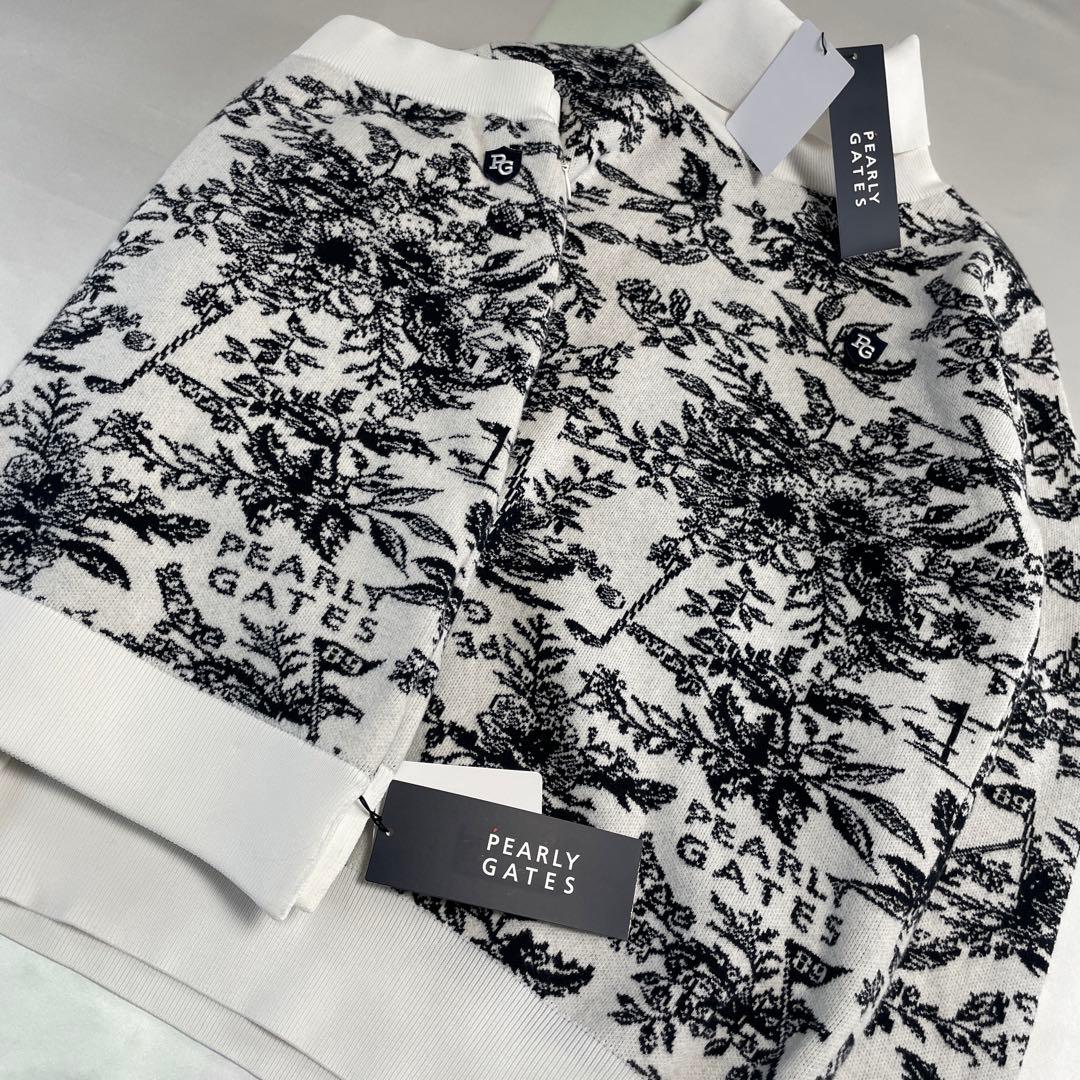 未使用タグ付き　パーリーゲイツ　ニット　セットアップ　タートルネック　花柄　総柄