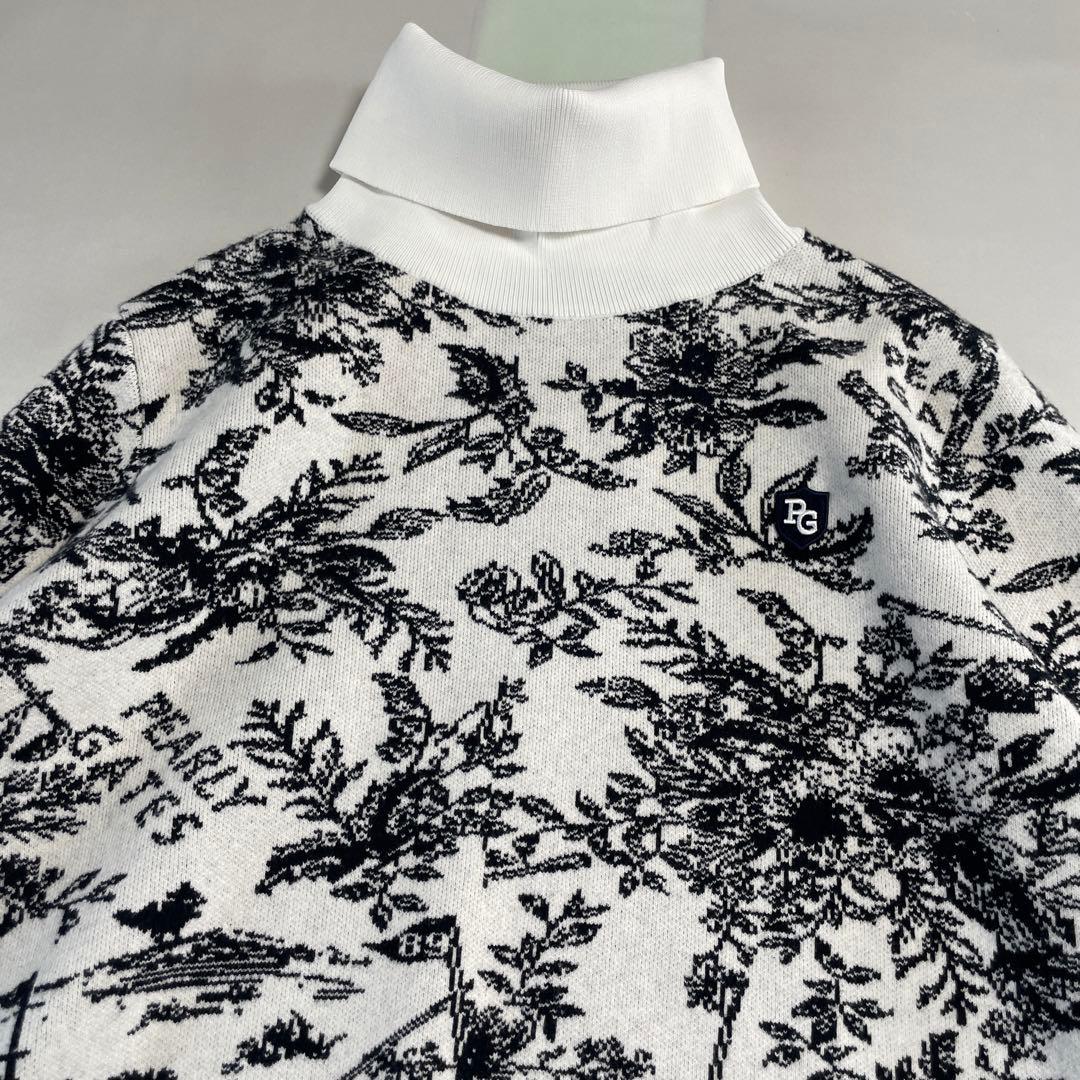 未使用タグ付き　パーリーゲイツ　ニット　セットアップ　タートルネック　花柄　総柄