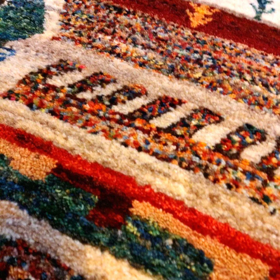 ギャッベ 148×64 イラン 幅広 廊下 草木染 玄関マット 手紬 手織り