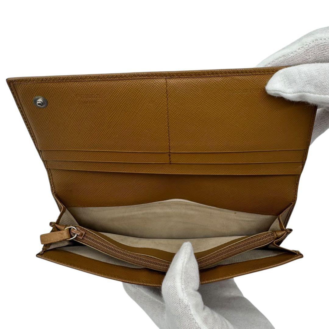 未使用品級✨PRADA 長財布 サフィアーノ ブラウン キャメル