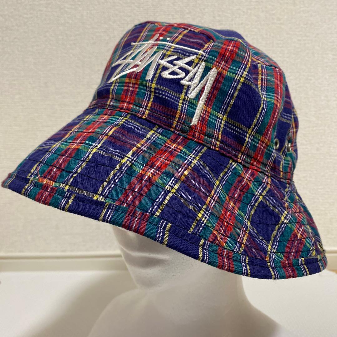 STUSSYオールドステューシー チェック柄 バケットハット USA製