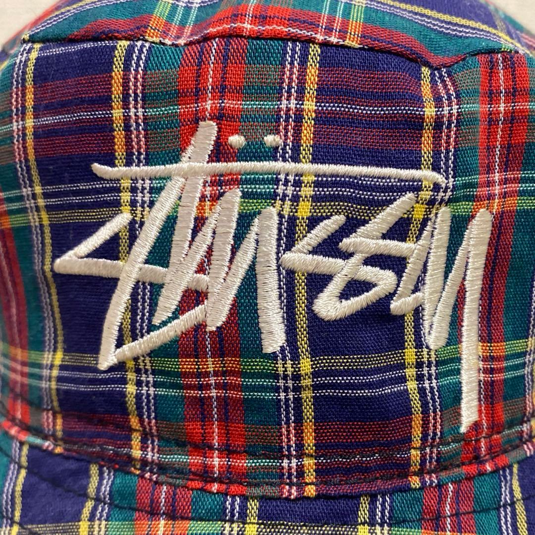 STUSSYオールドステューシー チェック柄 バケットハット USA製