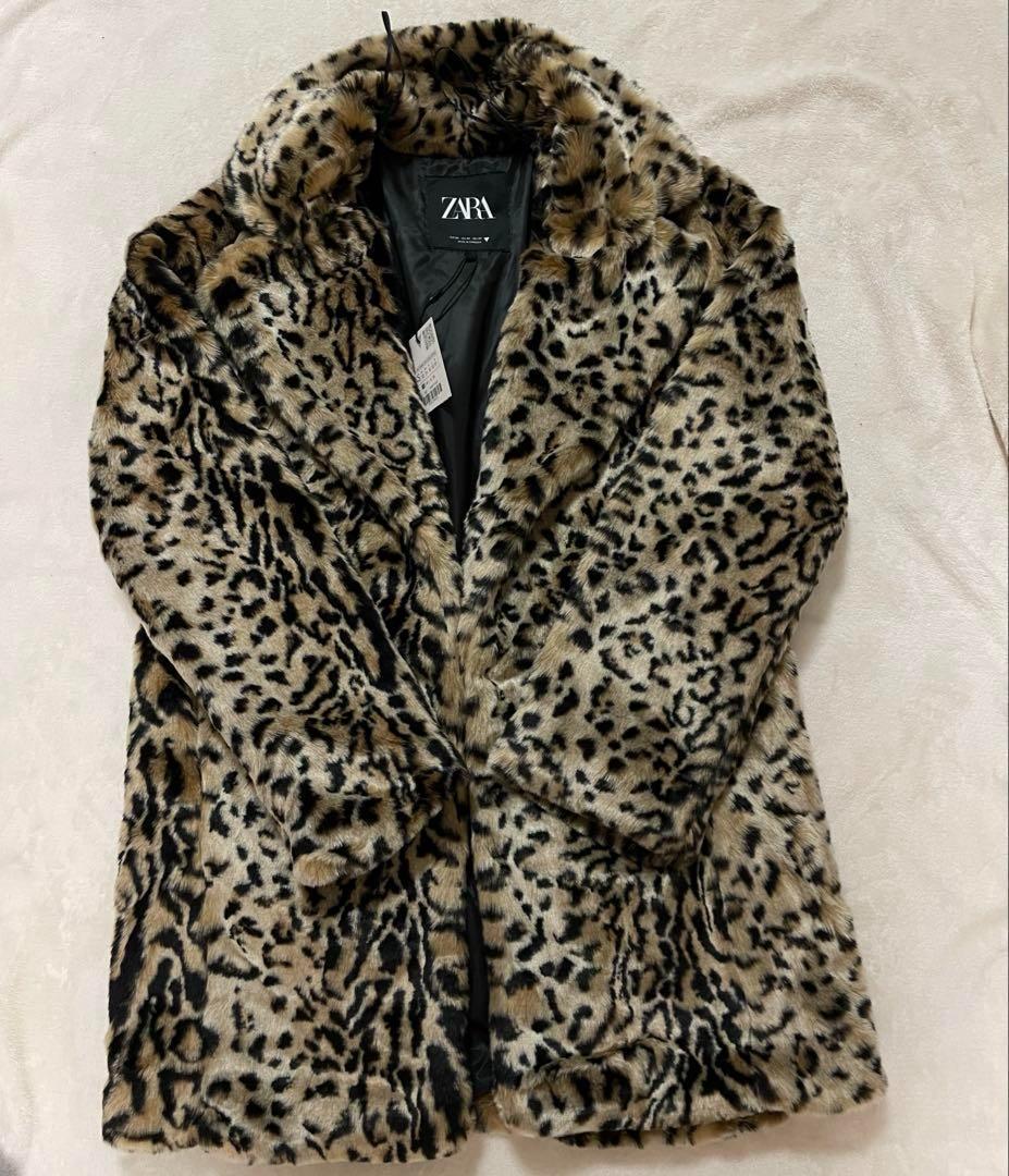 ZARA アニマル柄フェイクファーコート　XS