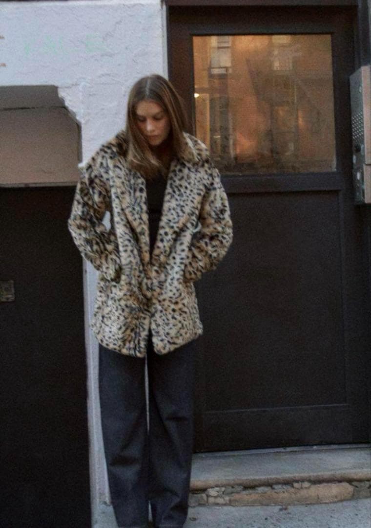 ZARA アニマル柄フェイクファーコート　XS