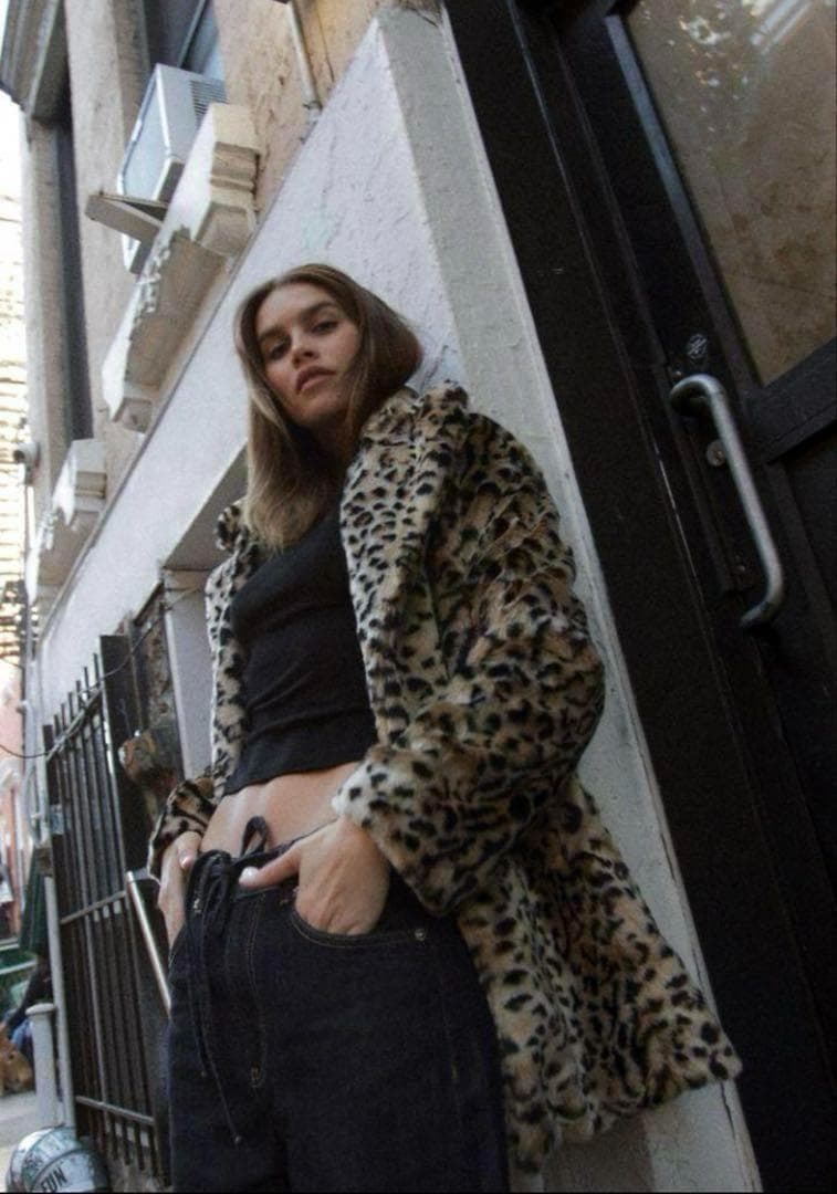 ZARA アニマル柄フェイクファーコート　XS