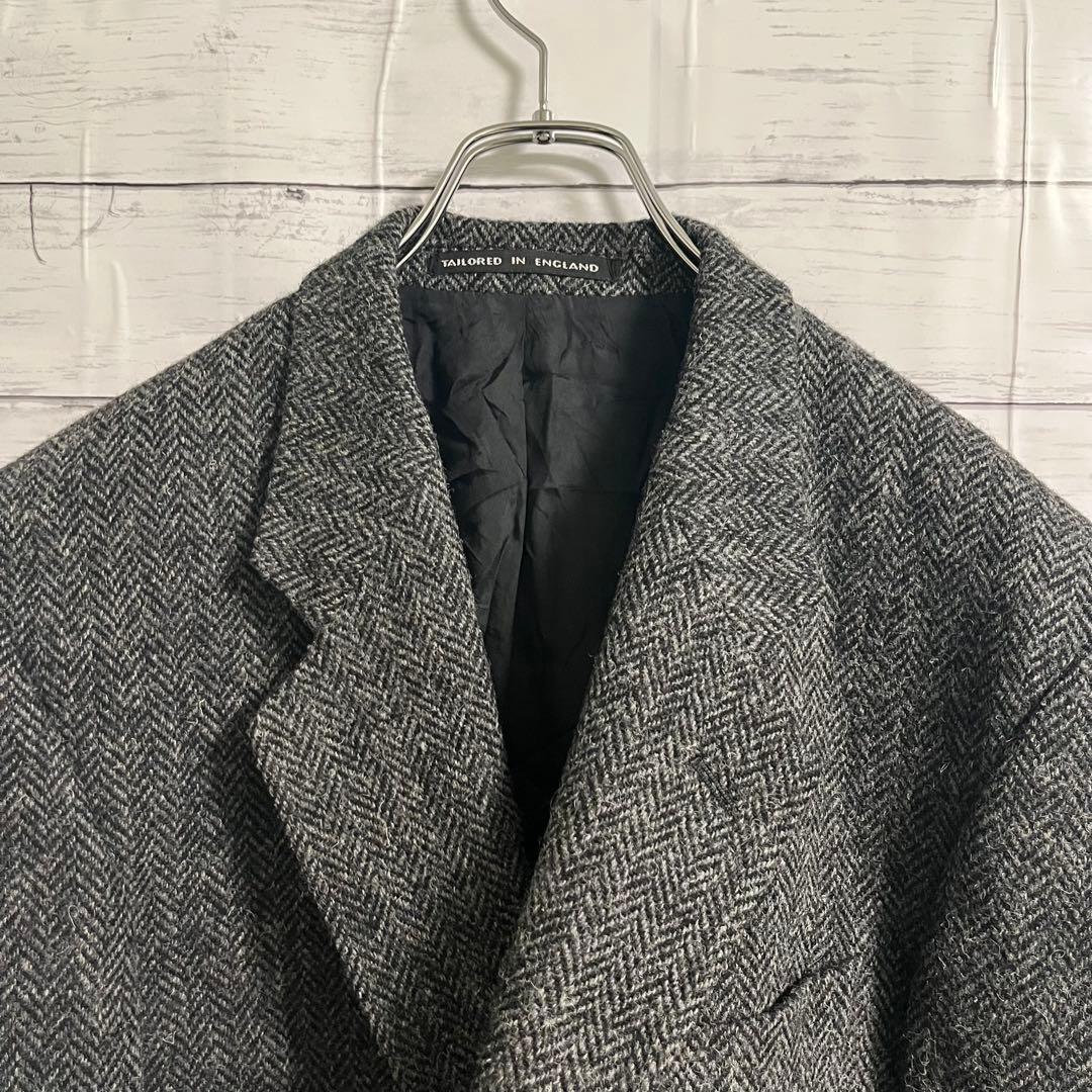 Harris Tweed ウール テーラードジャケット 英国製　グレー L