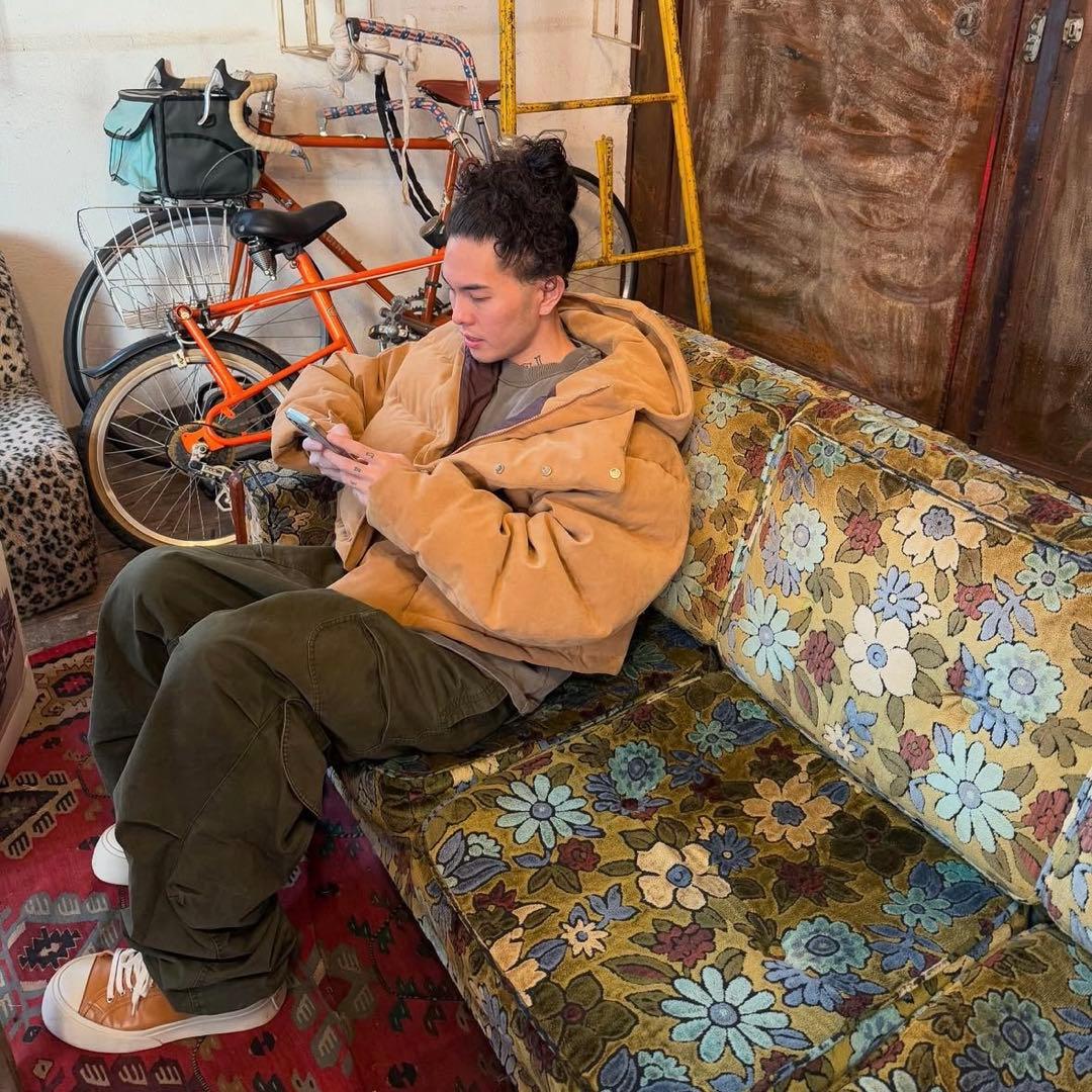 BREATH FAUX SUEDE SHORT HOODIE DOWN ベージュ