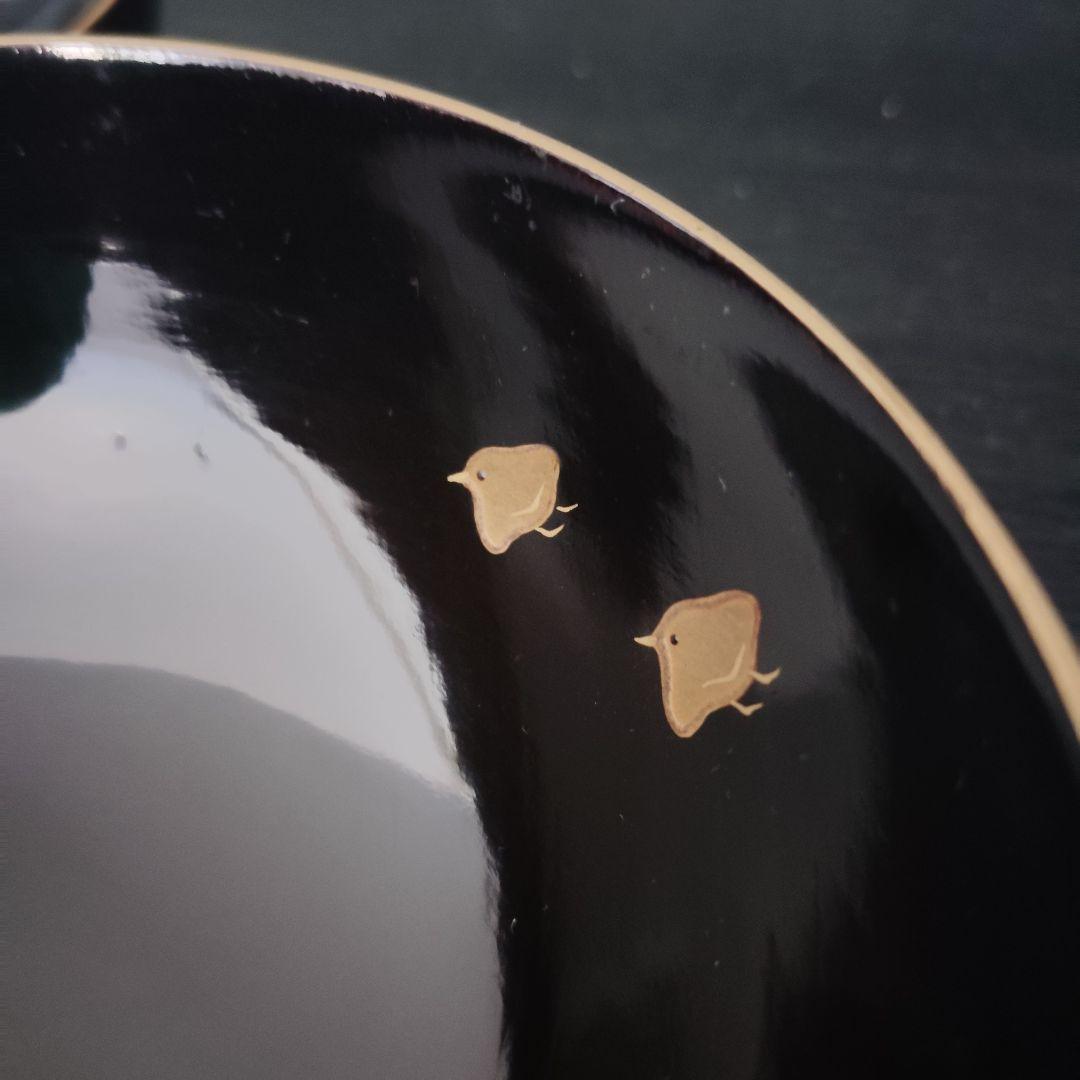 明治 骨董 輪島塗 木製 金蒔絵 波 千鳥 蓋付 吸物椀 アンティーク