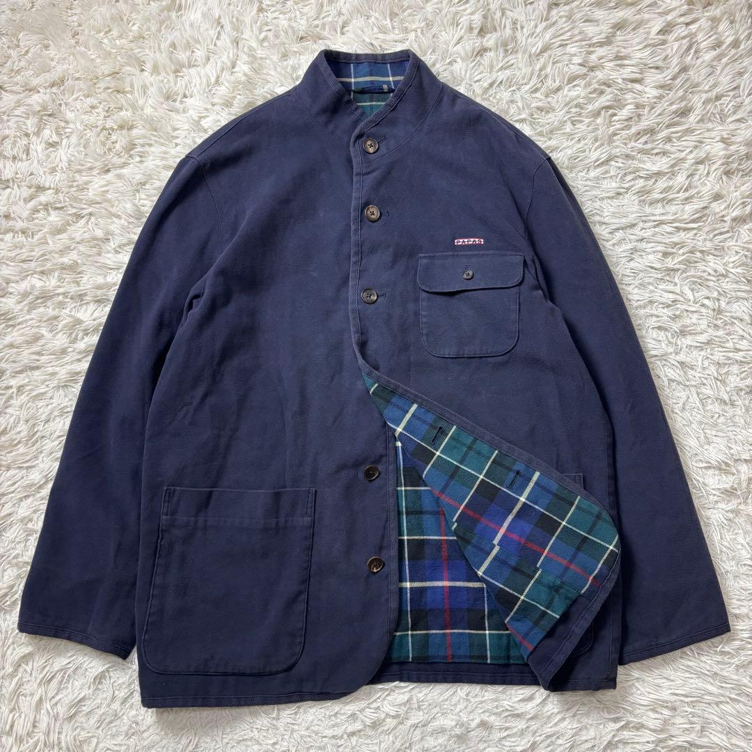 Papas カバーオール コットン生地 裏地チェック