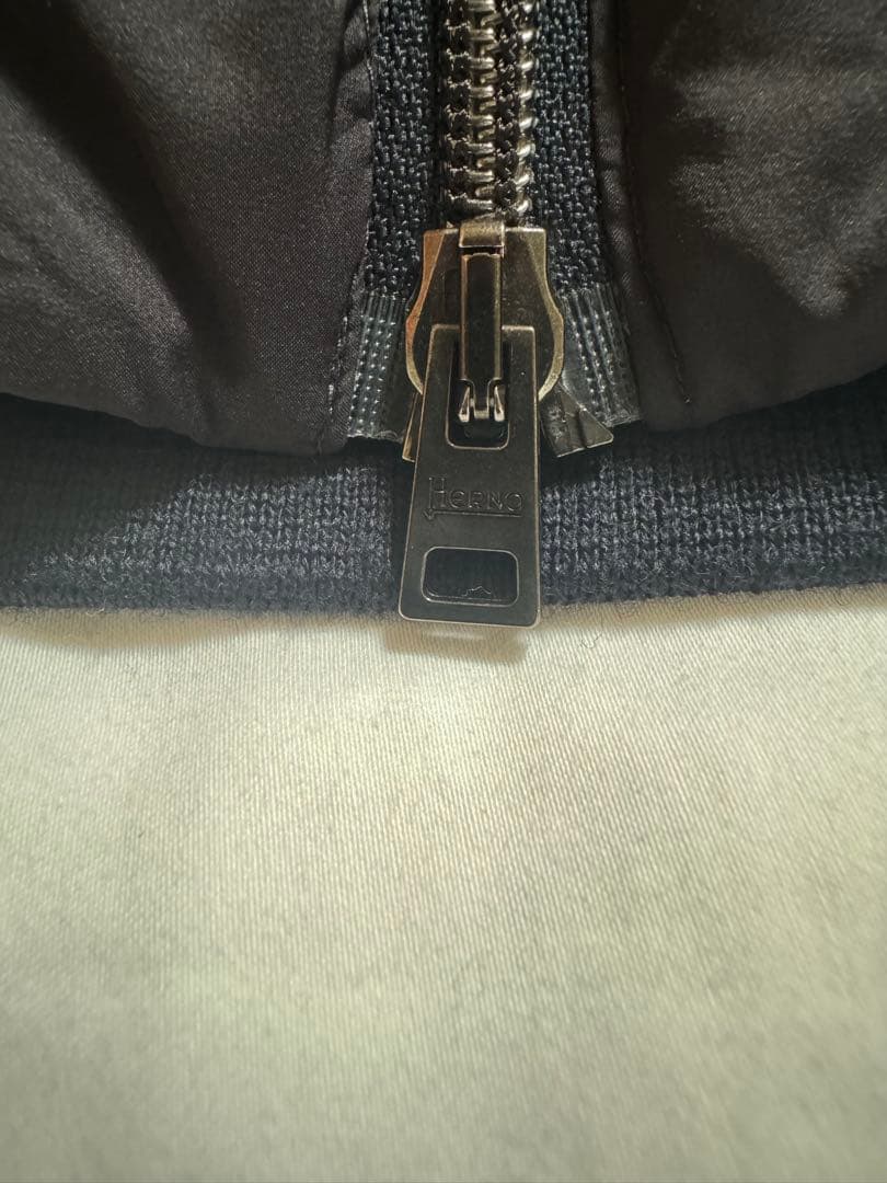 美品　HERNO ヘルノ　ネイビー フード　ダウンジャケット　48