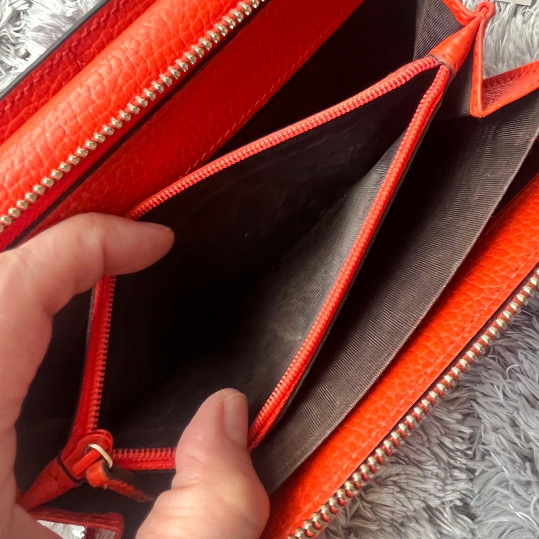 極美品✨GUCCI 大容量　インターロッキング　シボレザー　ラウンドジップ