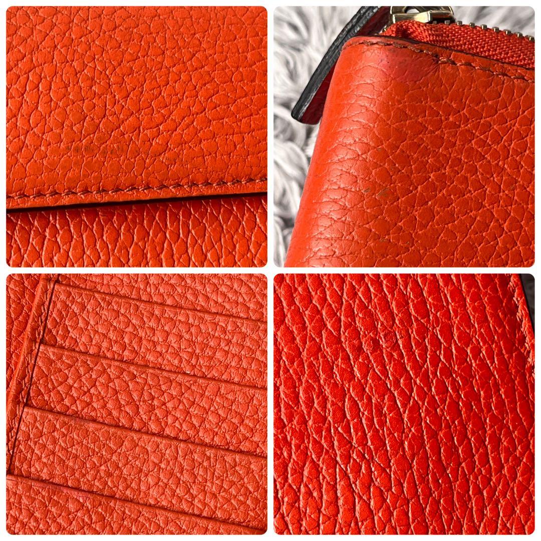 極美品✨GUCCI 大容量　インターロッキング　シボレザー　ラウンドジップ