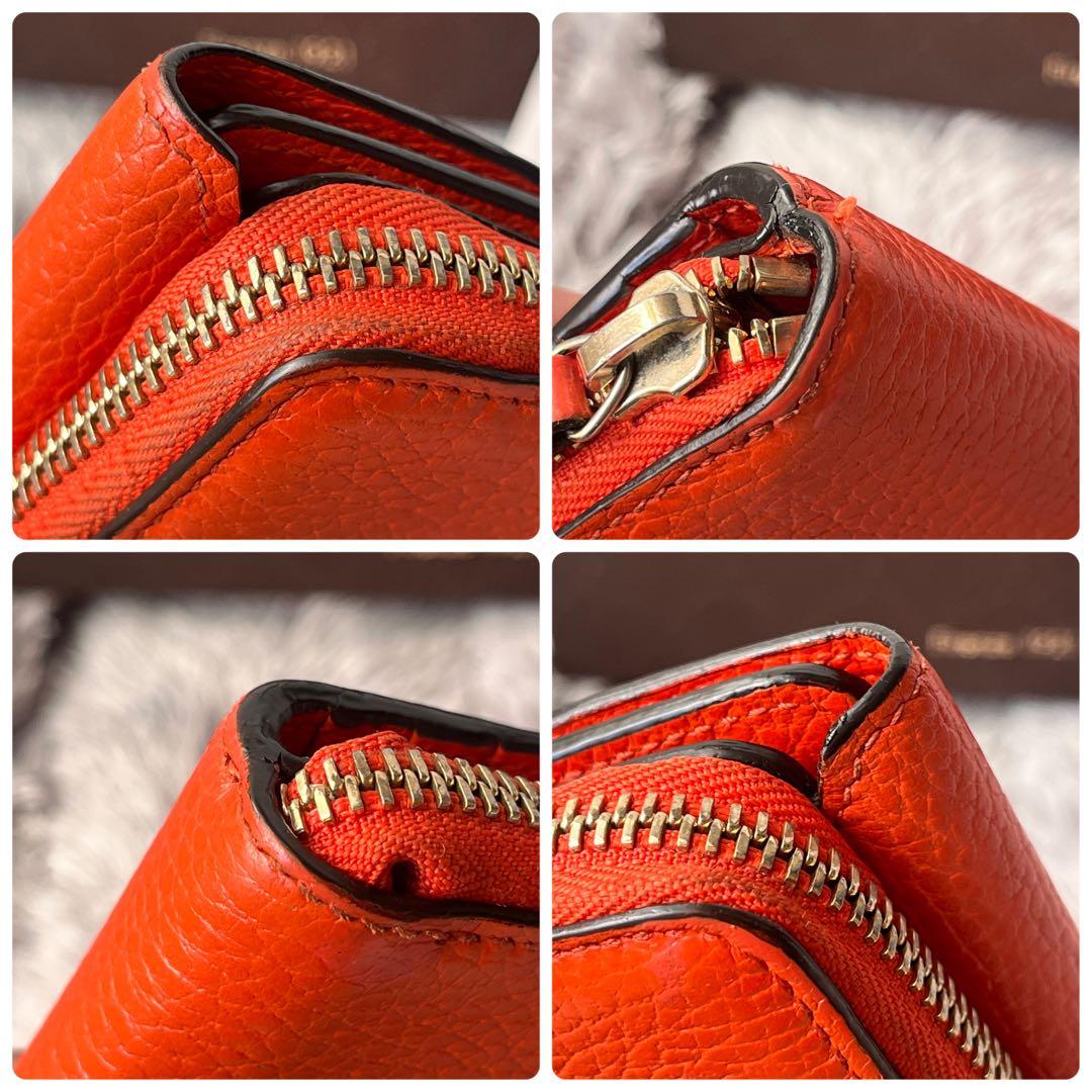 極美品✨GUCCI 大容量　インターロッキング　シボレザー　ラウンドジップ