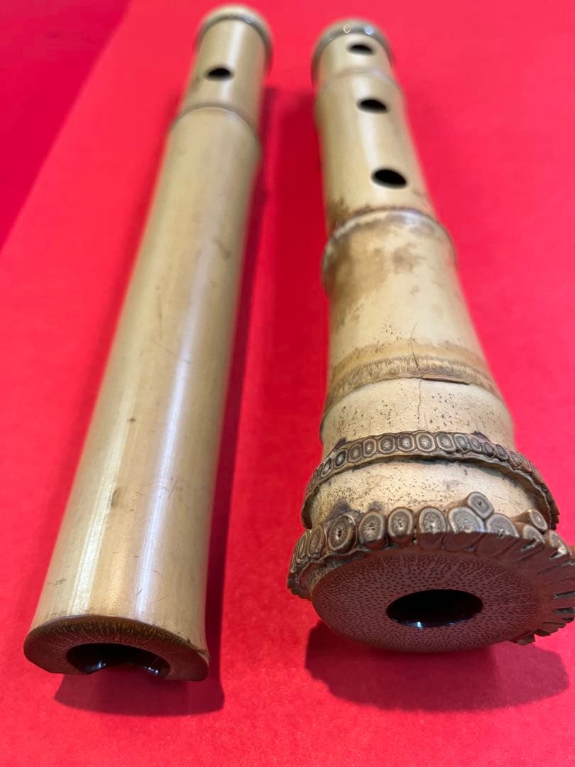 ば*か様 尺八 一尺八寸菅　精華 篁山調 二印　籐巻　銀三線