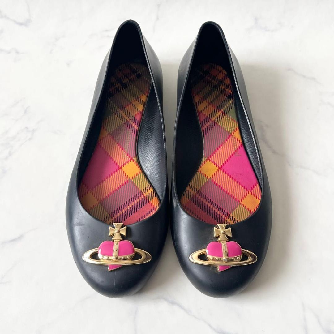 ヴィヴィアンウエストウッド フラットシューズ レザー 黒 23cm