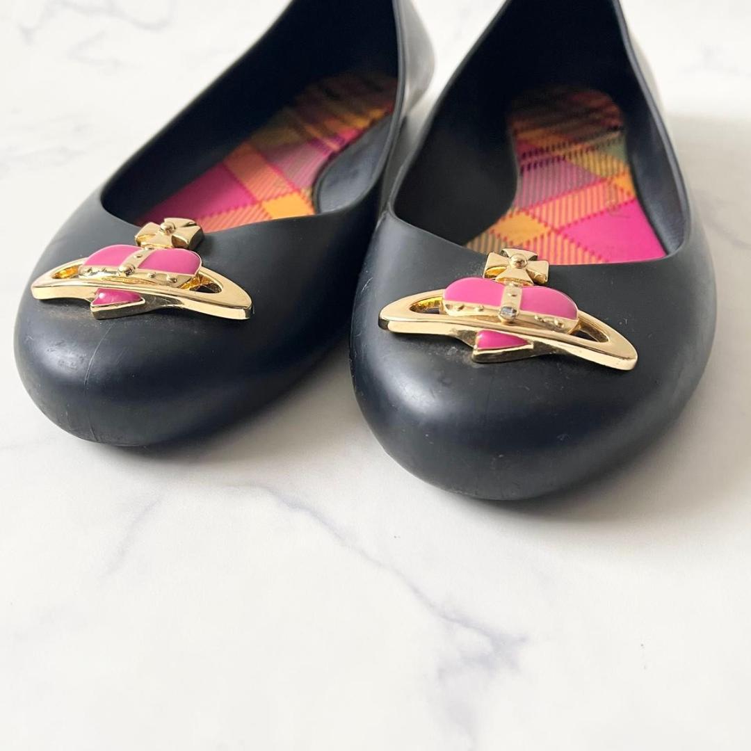 ヴィヴィアンウエストウッド フラットシューズ レザー 黒 23cm