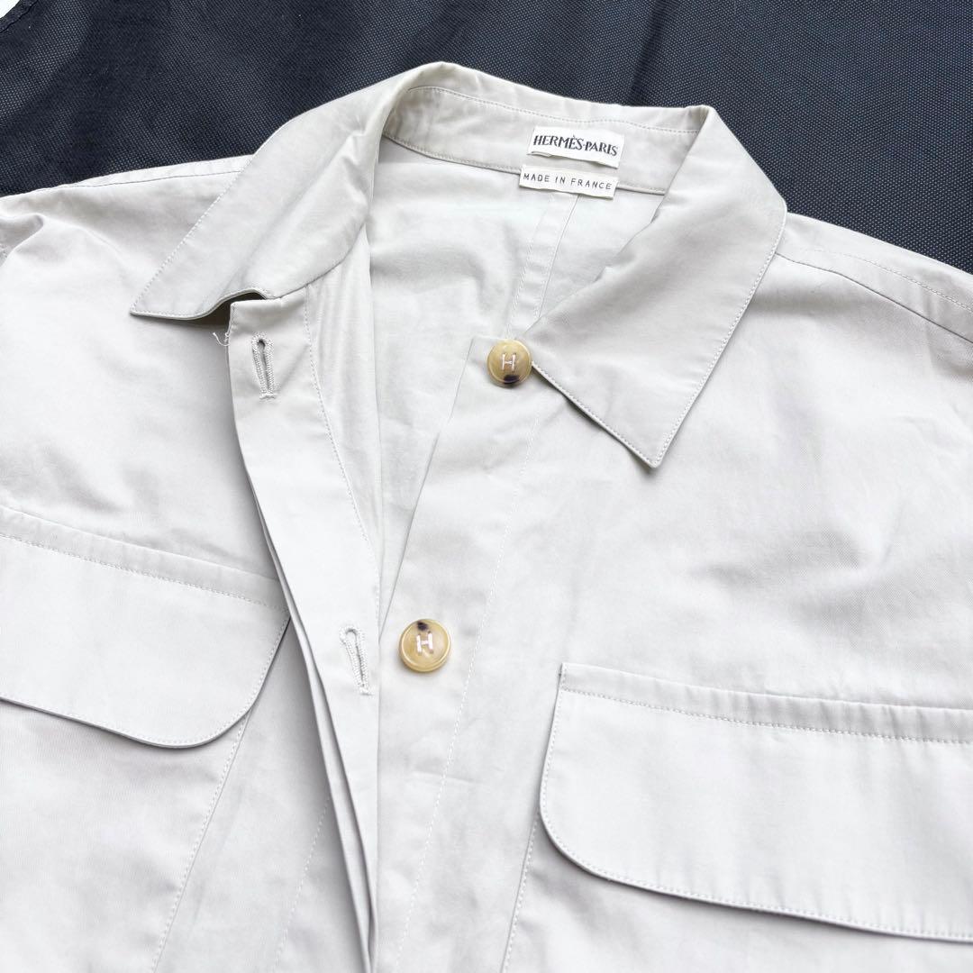 エルメス マルジェラ期 コットンサファリジャケット ベルト 長袖 H刺繍ボタン