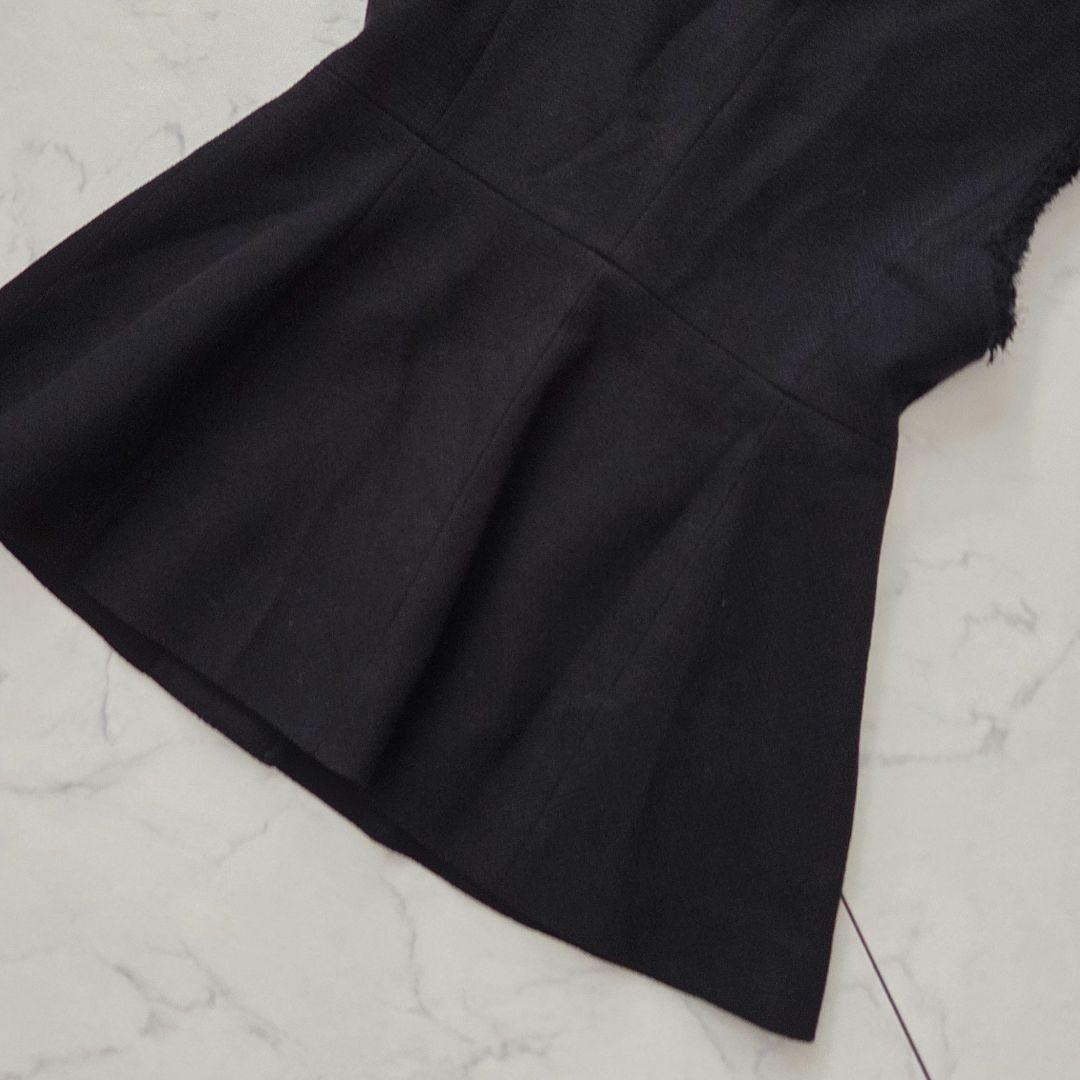 美品バスケット　ペプラムジレ　金ボタン　ネイビー　グリーンレーベルリラクシング