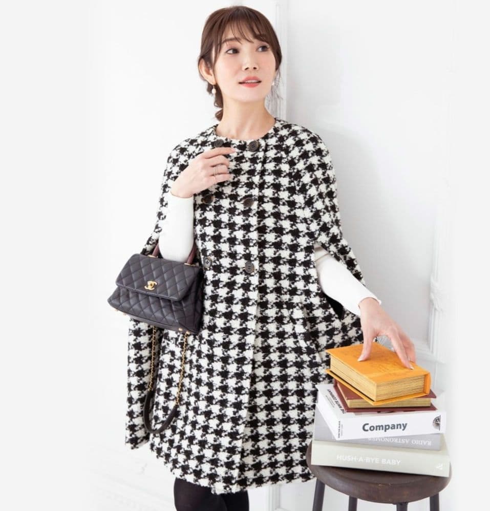 完売品！ liala✕pg ケープコート ポンチョコート 千鳥 リアラピージー