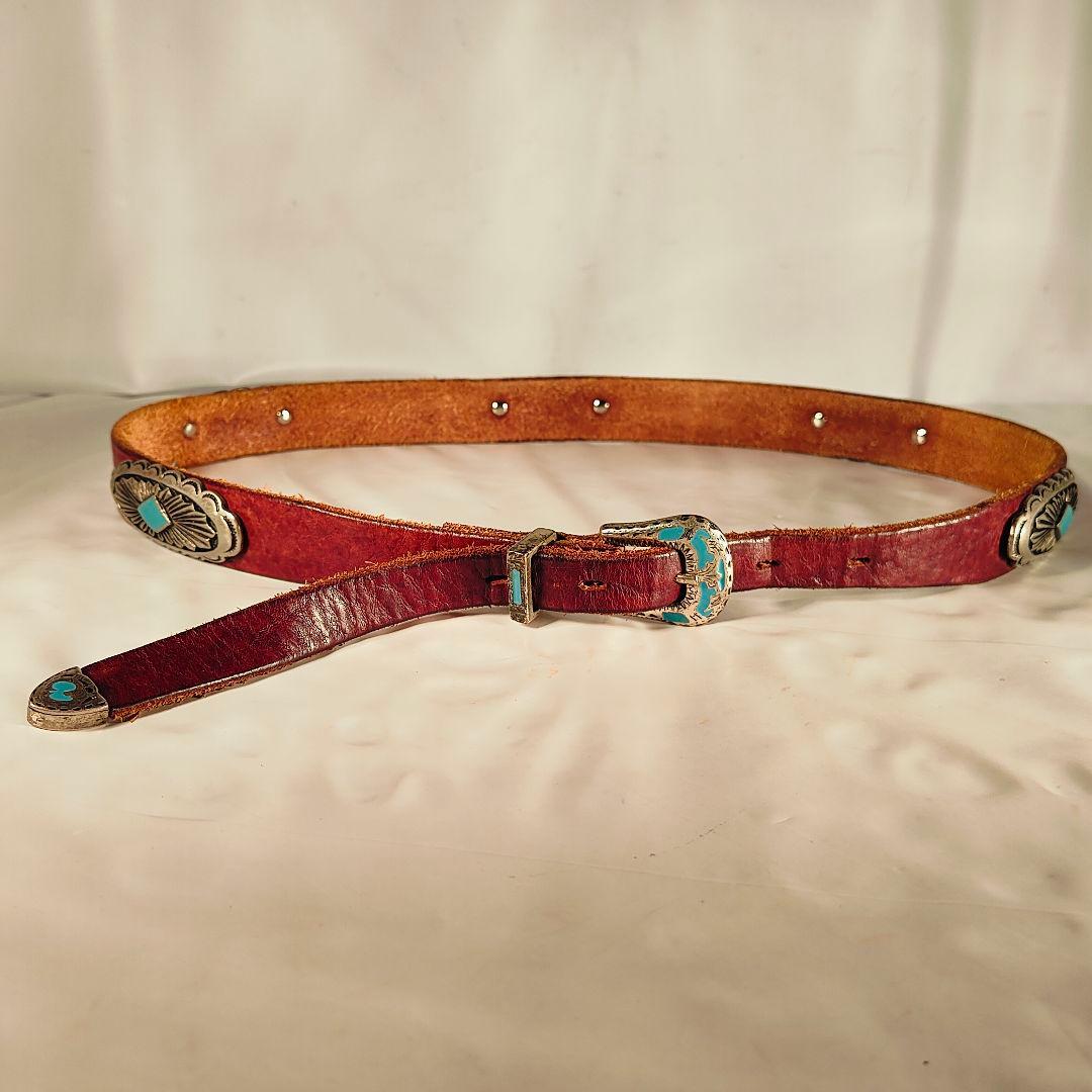 【ヴィンテージ】PUNTO VITA 高級碧ターコイズコンチョベルト　イタリア製