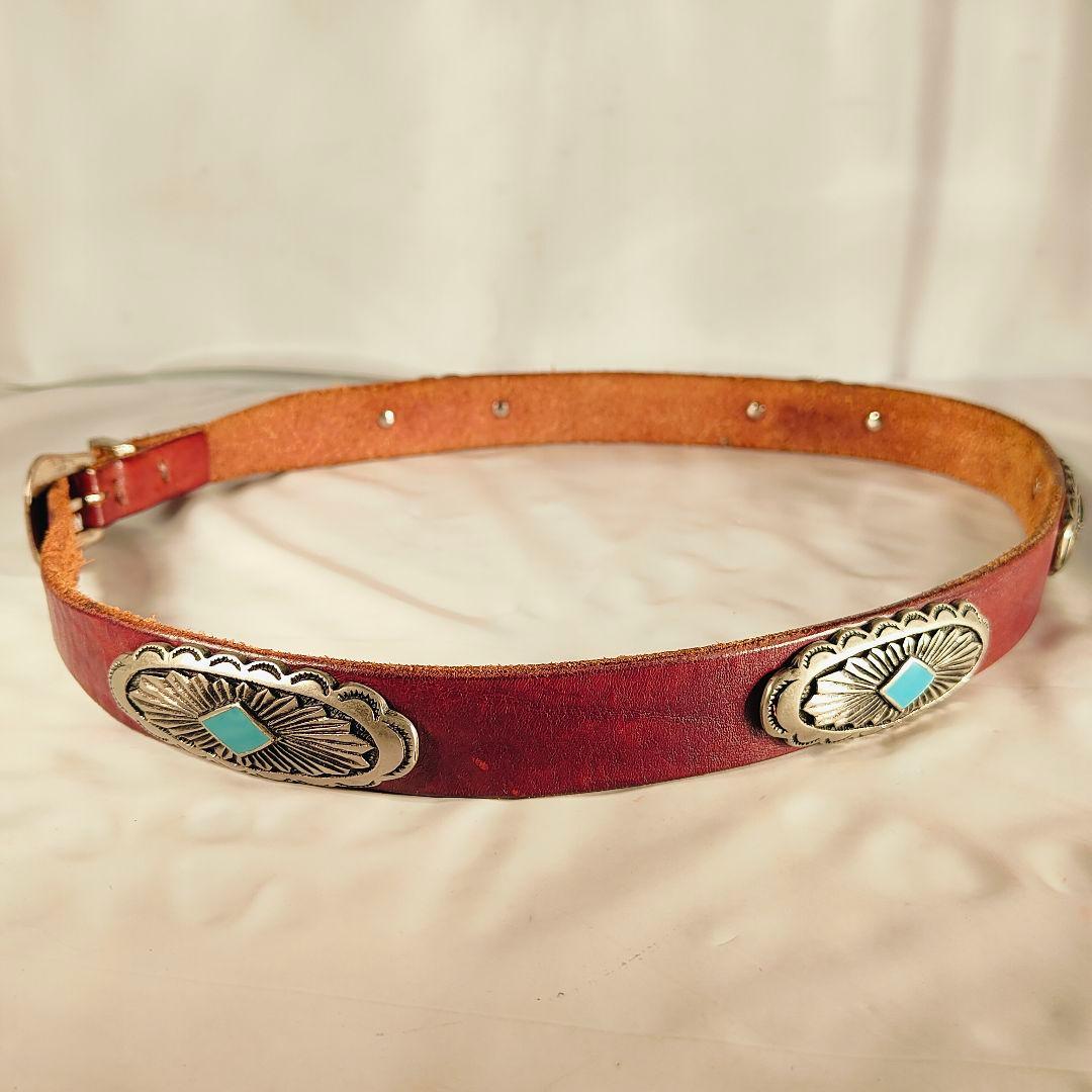 【ヴィンテージ】PUNTO VITA 高級碧ターコイズコンチョベルト　イタリア製