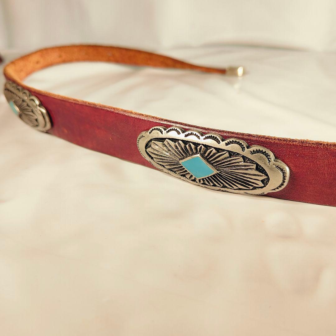 【ヴィンテージ】PUNTO VITA 高級碧ターコイズコンチョベルト　イタリア製