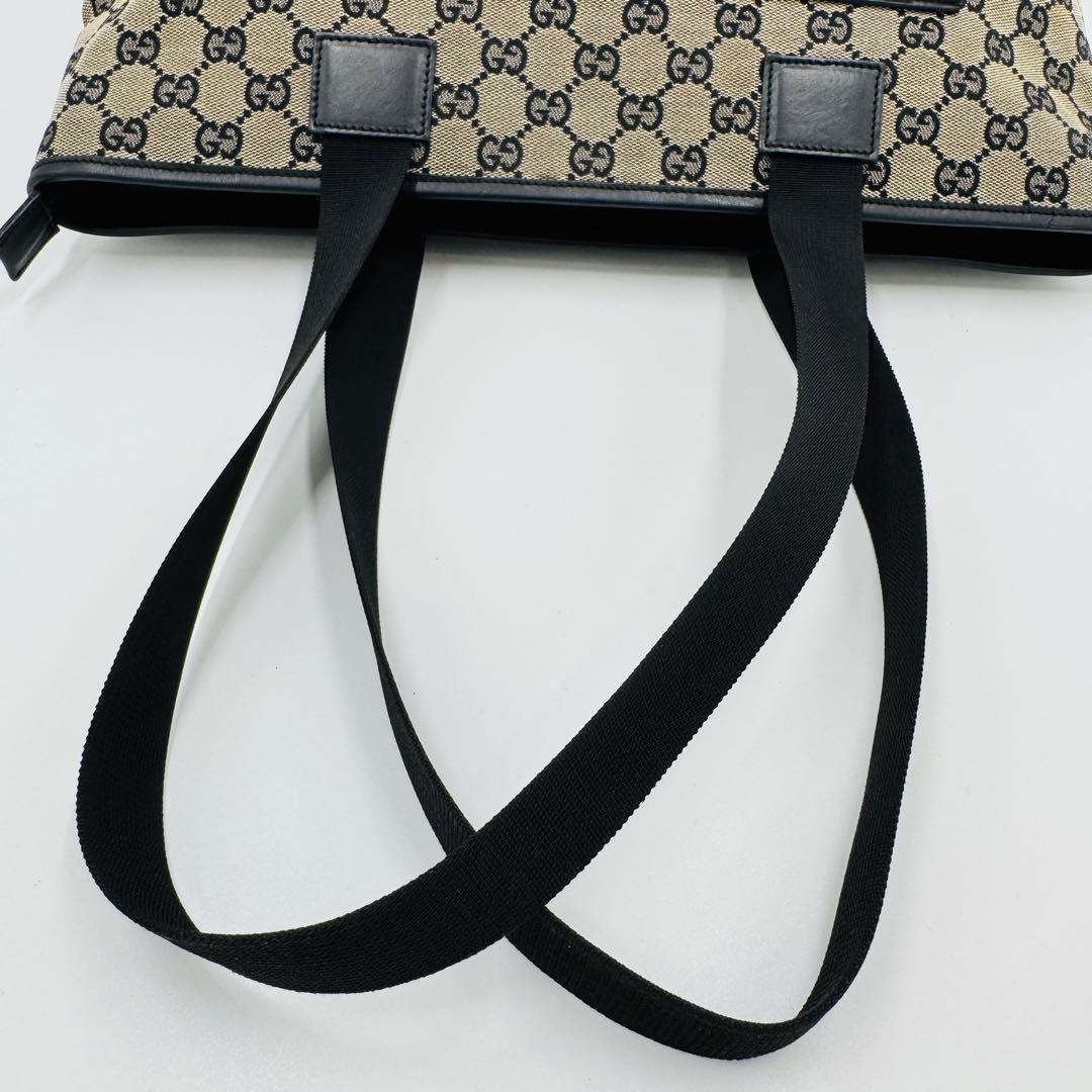 グッチ GGキャンバス レザー トートバッグ 肩掛け A4収納可能 ブラック