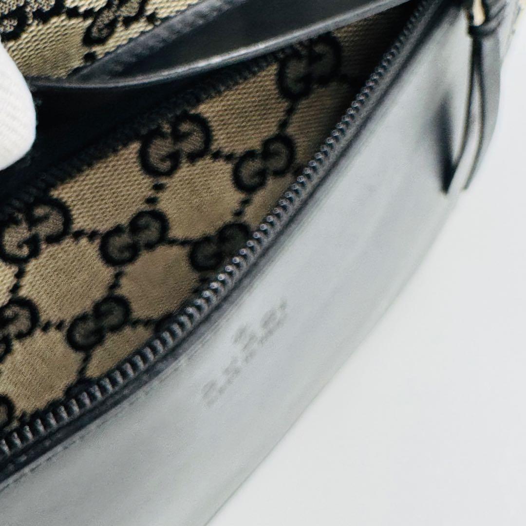 グッチ GGキャンバス レザー トートバッグ 肩掛け A4収納可能 ブラック