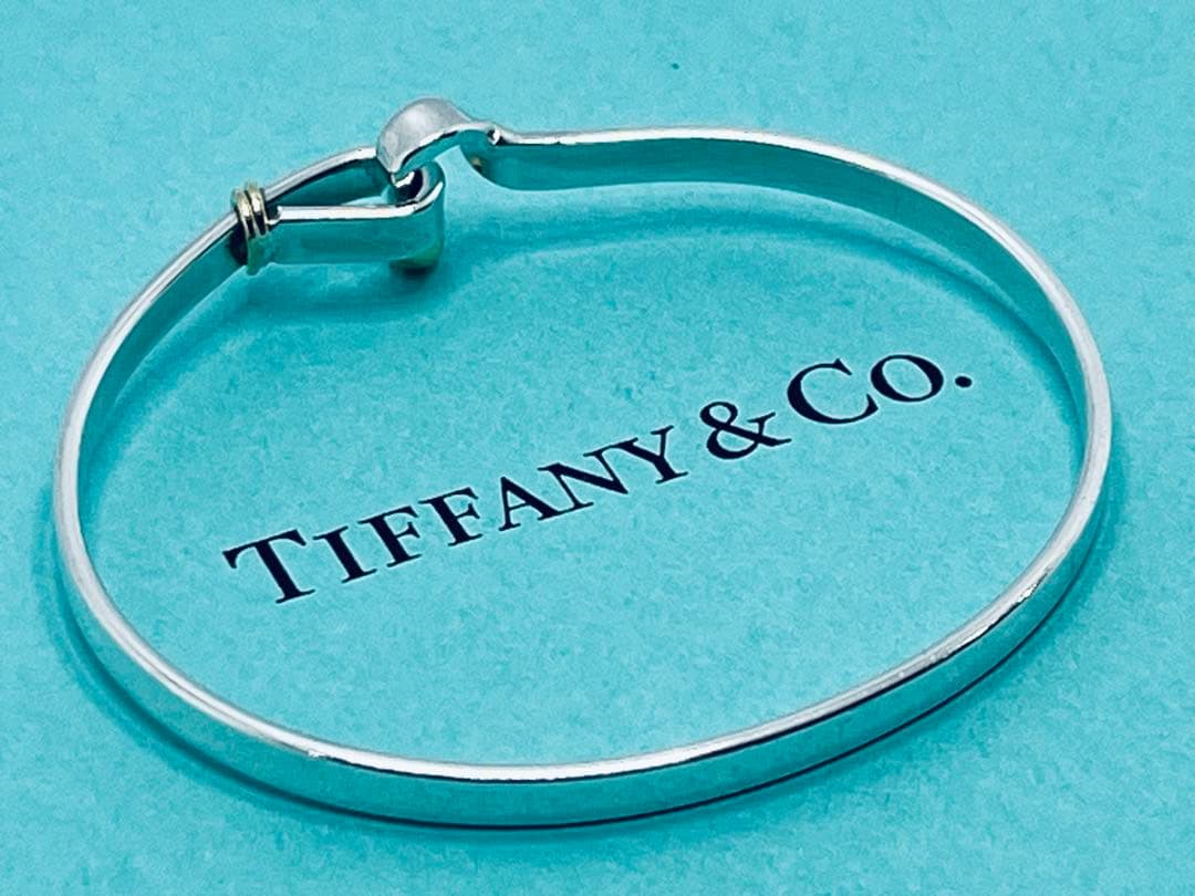 h482 ティファニー　フック&アイ　コンビ　バングル　750/925 k18