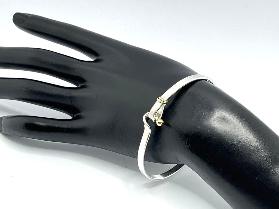 h482 ティファニー　フック&アイ　コンビ　バングル　750/925 k18