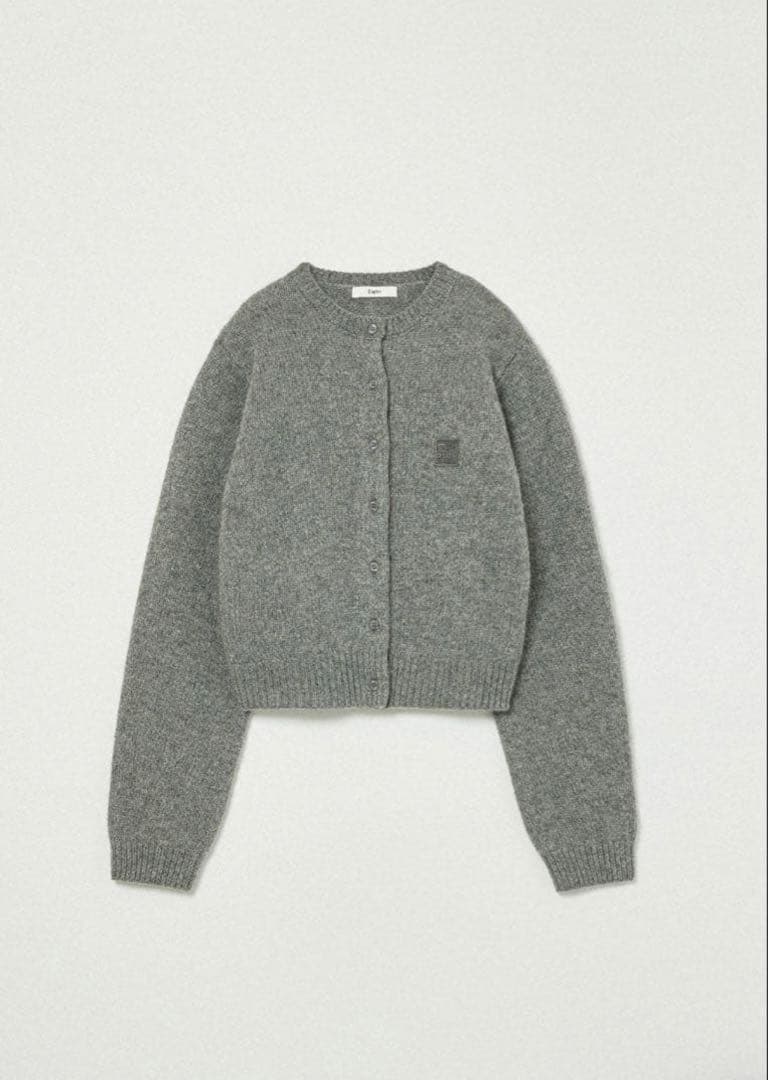 Èaphi WOOL KNIT LOGO CARDIGAN グレー　eaphi