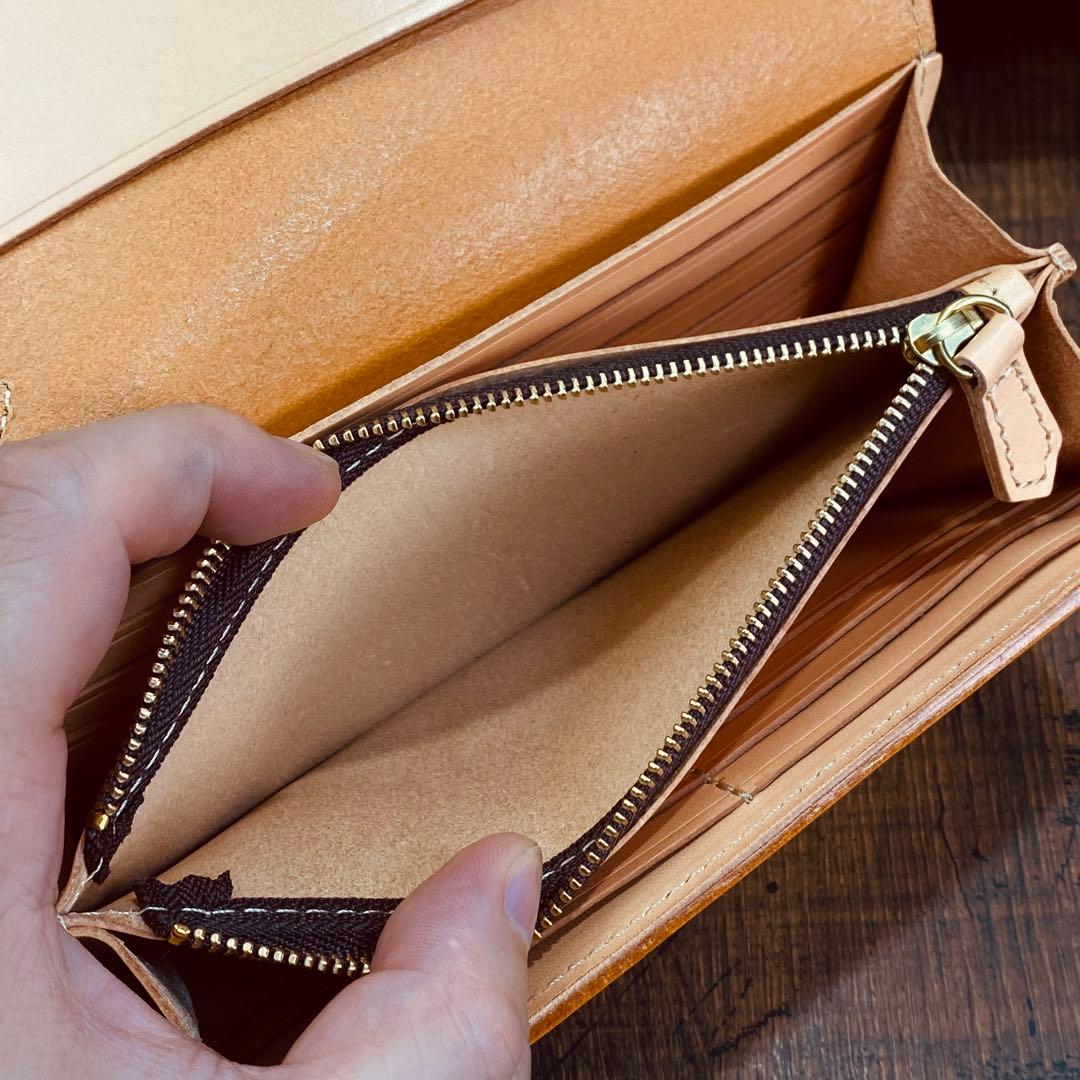 長財布 本革 ブライドルレザー メンズ ヌメ革　ロングウォレット　栃木レザー