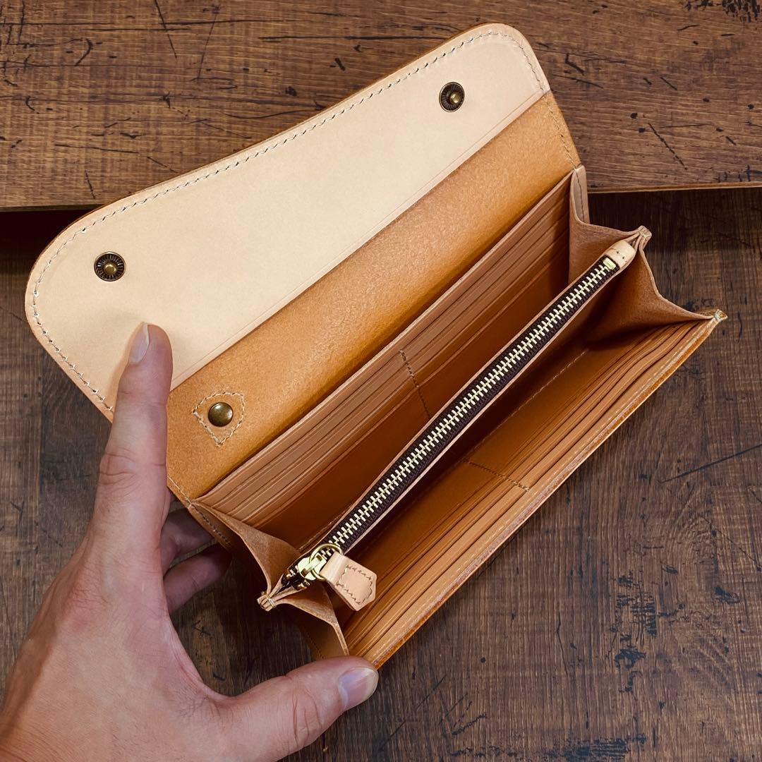 長財布 本革 ブライドルレザー メンズ ヌメ革　ロングウォレット　栃木レザー