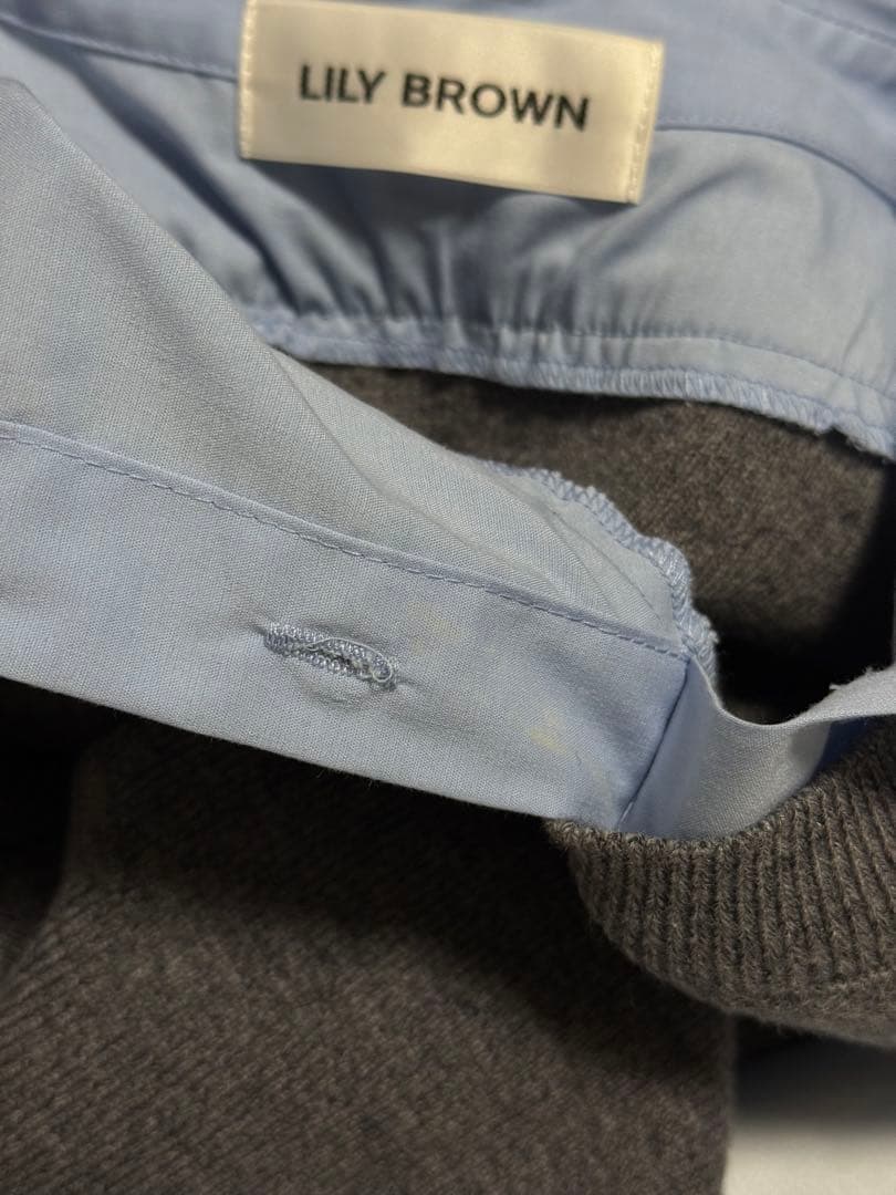 【未使用タグ付き】LILY BROWN シャツドッキングフリルミニワンピース