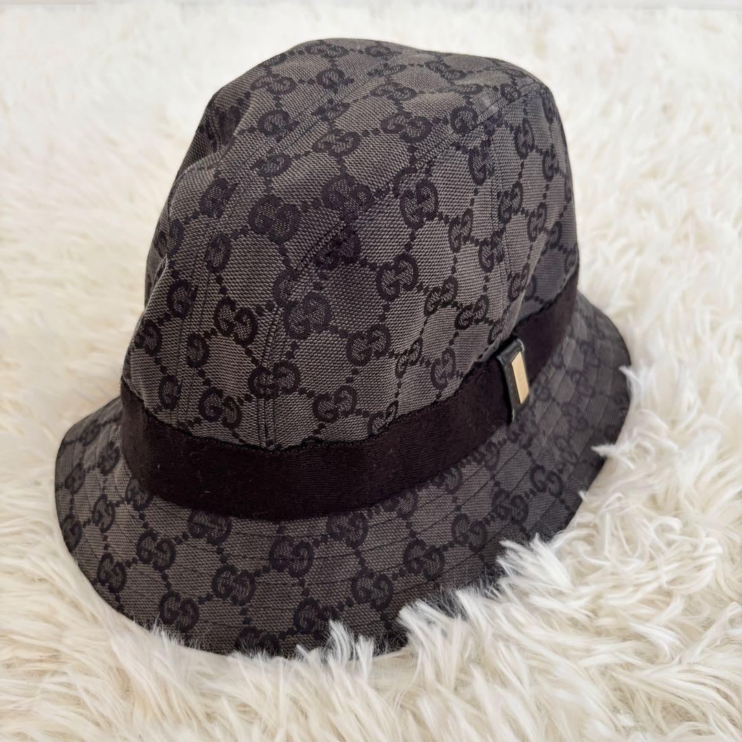 GUCCI バケットハット ブラック GGパターン