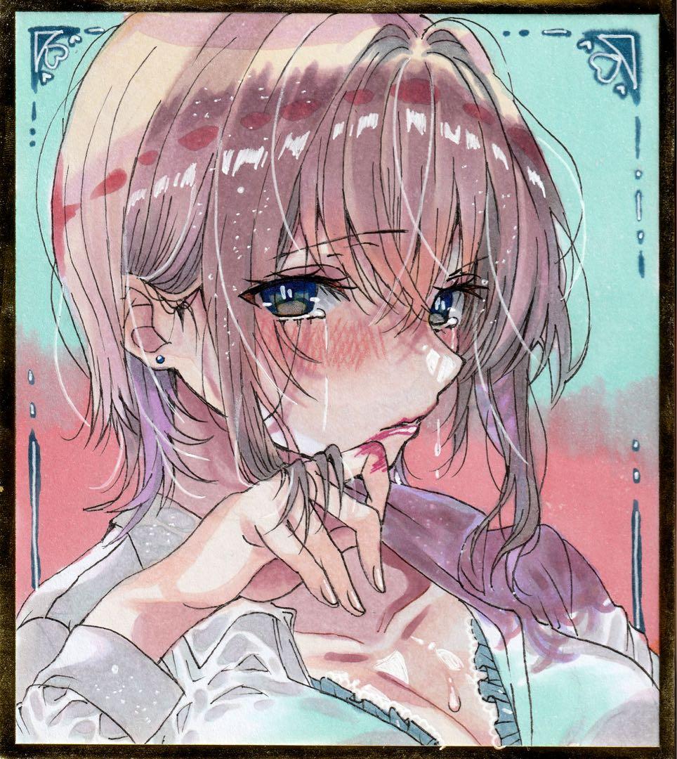 は*む様 手描きイラスト オリジナルイラスト 色紙 イラスト 原画 コピック