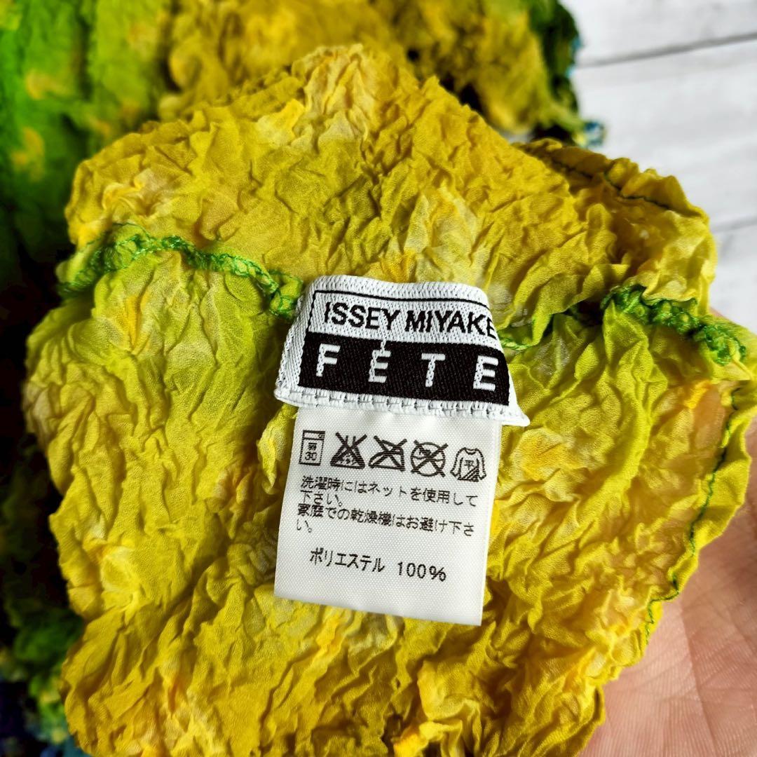 イッセイミヤケ シワ加工カットソー 半袖 ポップコーン シフォン グラデーション