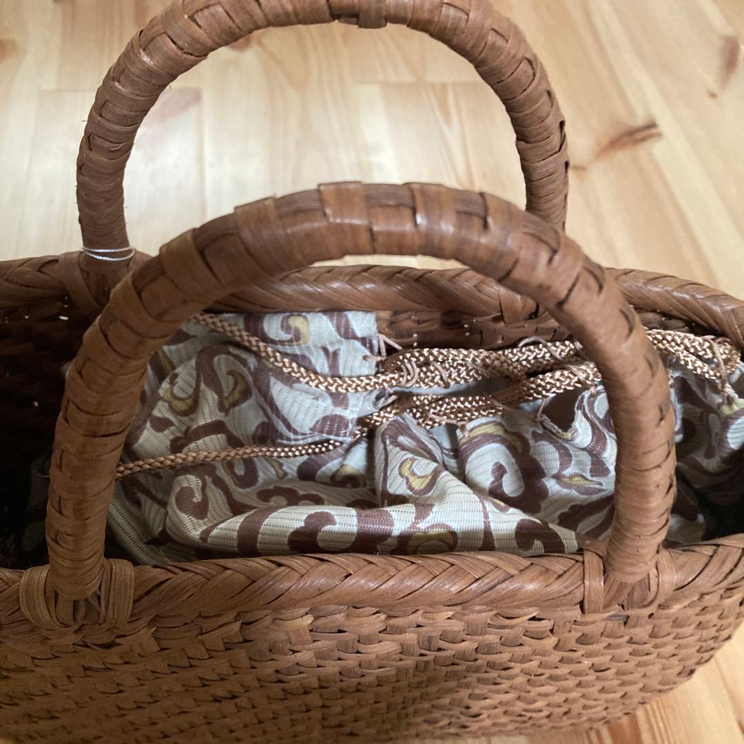 ブラウン 仙台やまぶどうかごバッグ ハンドル付き