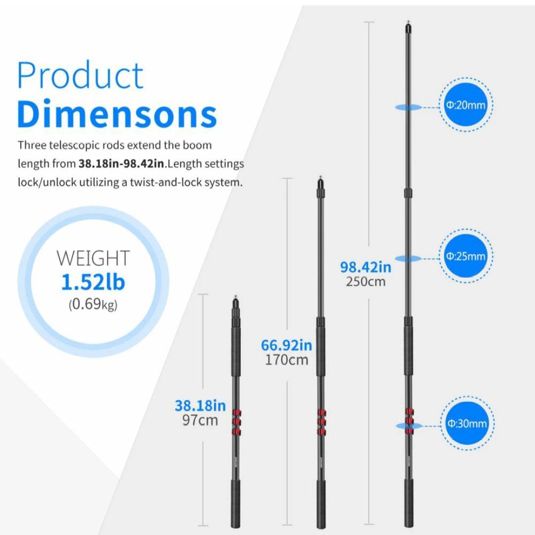MICOLIVE ウィンドシールド・ショックマウント、ポール付き