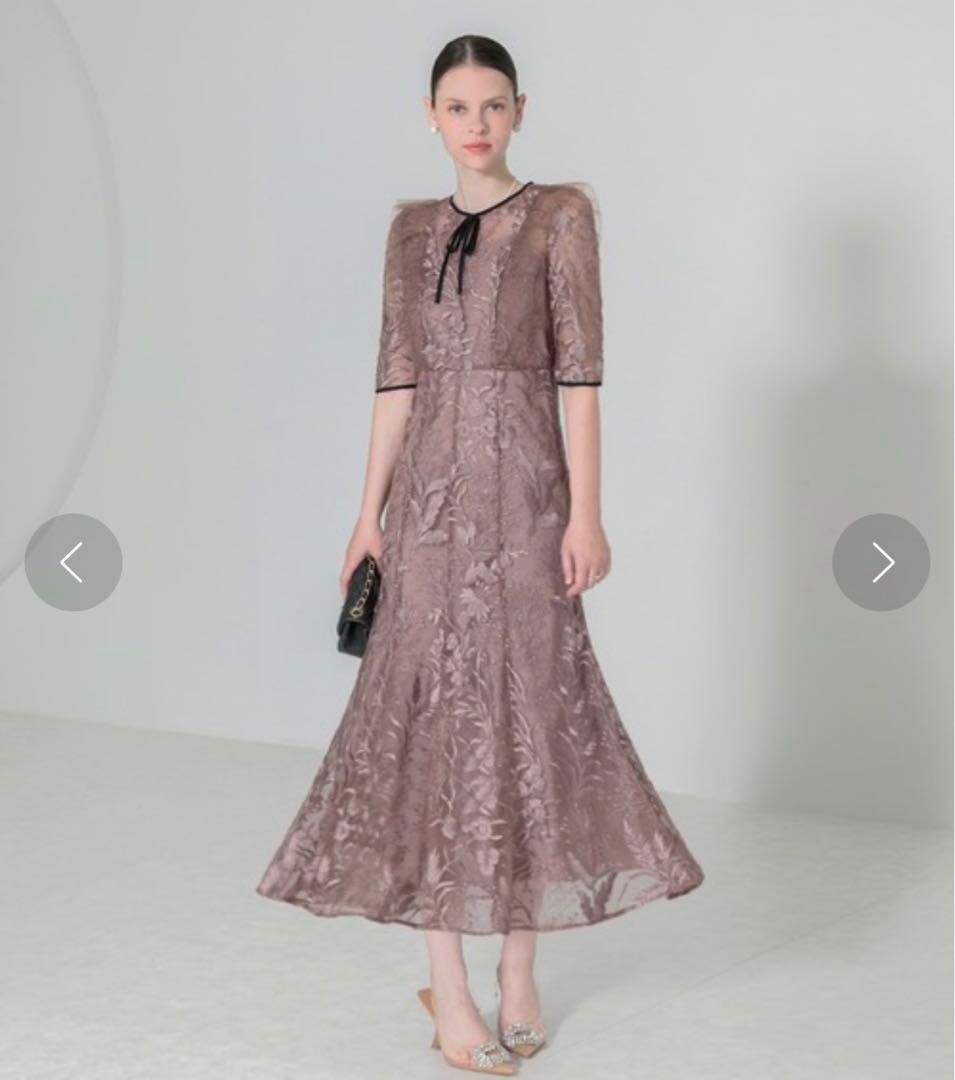 【砂糖】【Leja】刺繍レース配色パイピングショルダーフリルマーメイド