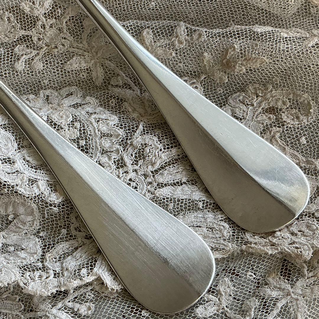 【C-１】フランスアンティーク　すずらん　スプーン＆フォーク　1組　モノグラム