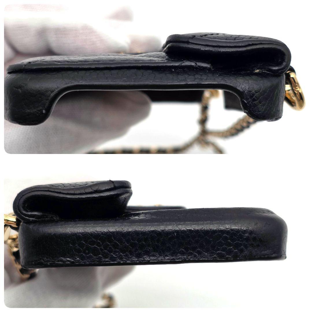 CHANEL iphone15proケース マトラッセ チェーン レザー