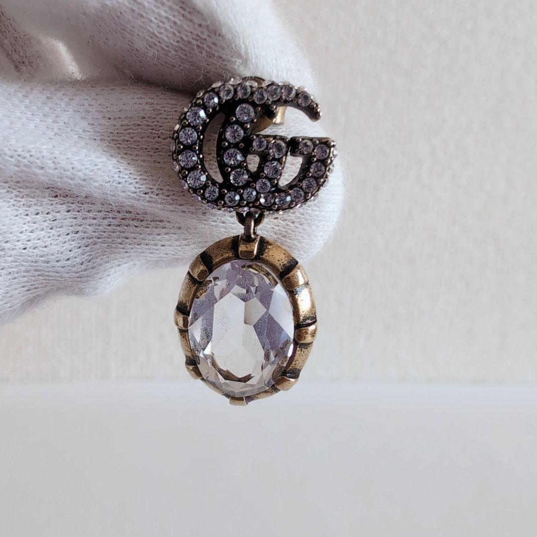 グッチ　ピアス　片方　マーモント　ビジュー　クリスタル付き ダブルGピアス　テテ