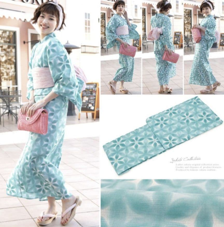 新品未使用　浴衣　雪花絞り調　ターコイズブルー　高級浴衣　夏着物