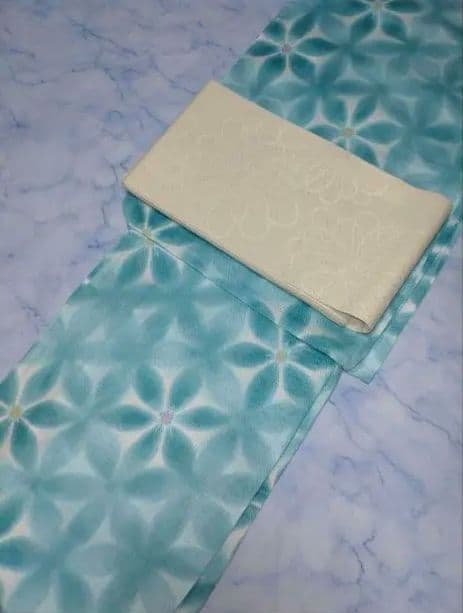 新品未使用　浴衣　雪花絞り調　ターコイズブルー　高級浴衣　夏着物