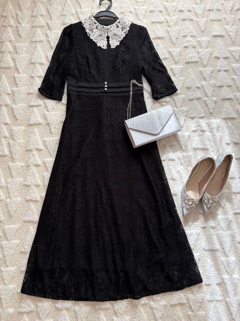 Leja 花柄　刺繍　シースルー　フォーマルドレス　パーティドレス　パールピアス