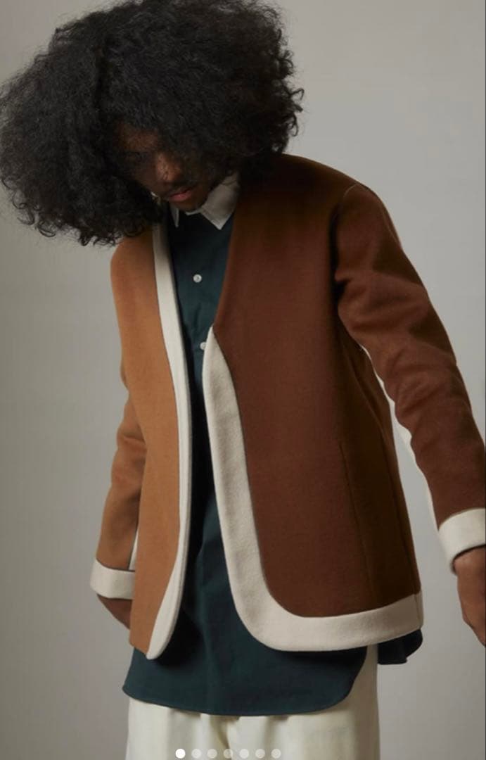 未使用新品m's braque 定価11万円 ウールカシミヤノーカラージャケット